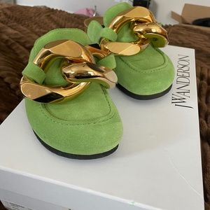 JW ANDERSON Suede Green Chain Loafer Size 8